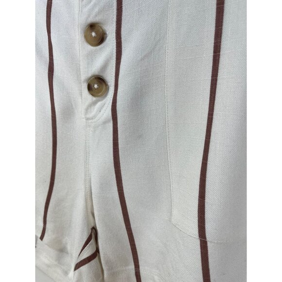 O'Neill Morris Shorts Sz 27 White Brown Striped Viscose Blend Button Up Shorts - Picture 8 of 10